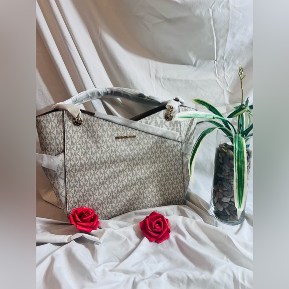 MK Jet Set Large Logo Shoulder Bag-WHITE - Picture 3 of 7